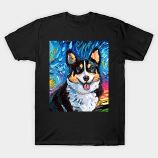 Tri Color Corgi Night (Portrait) T-Shirt